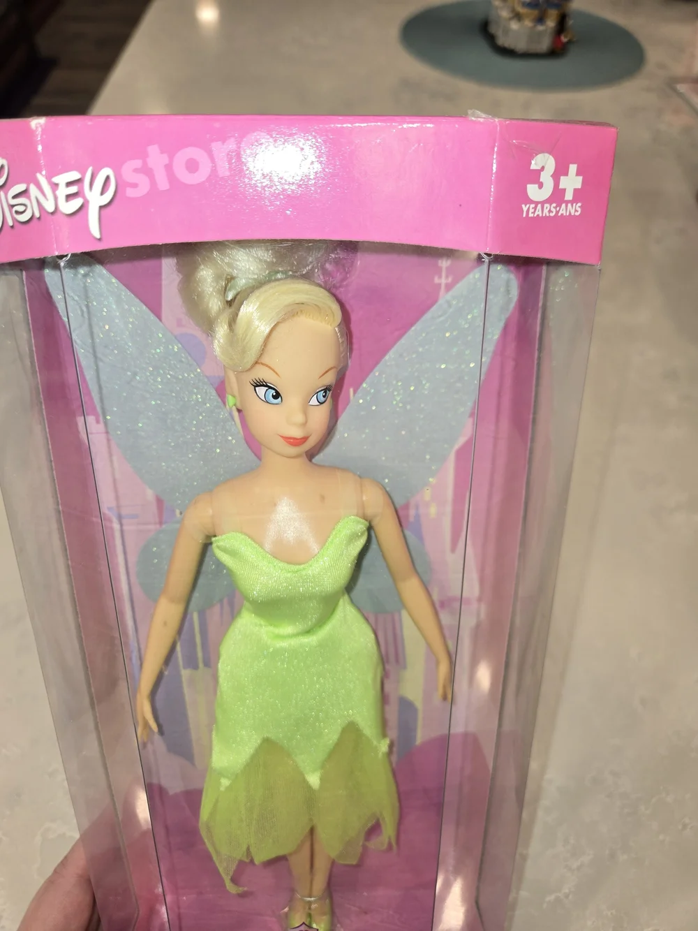 Disney Tinker Bell Doll in Lime Green Dress with Silver-Blue Wings